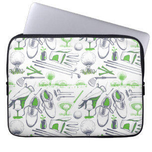 Funda Para Portátil Patrón de iconos de golf verde