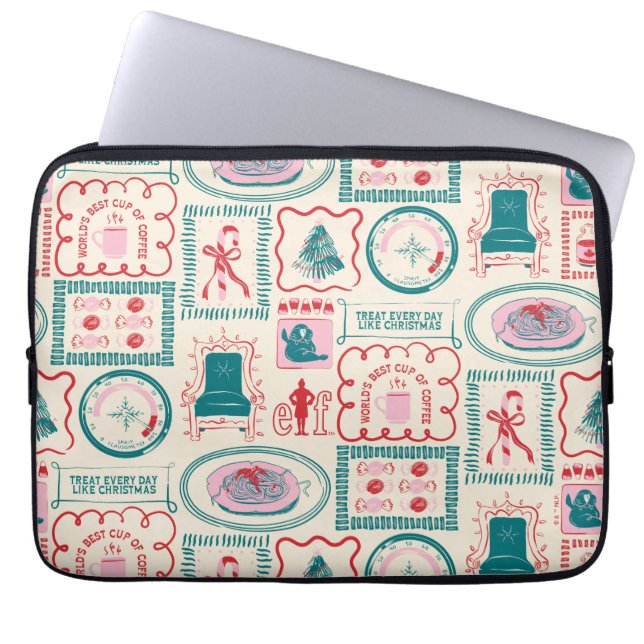 Funda Para Portátil Patrón de iconos de vacaciones de Elf (Frente)