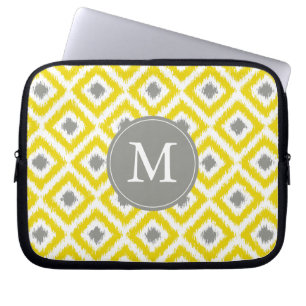 Funda Para Portátil Patrón de Ikat de diamante amarillo monogramado
