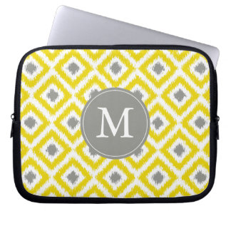 Funda Para Portátil Patrón de Ikat de diamante amarillo monogramado