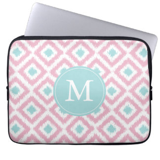 Funda Para Portátil Patrón de Ikat de diamante rosa monogramado