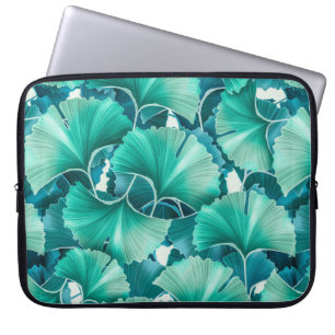Funda Para Portátil Patrón de ilustracion de ginkgo biloba verde