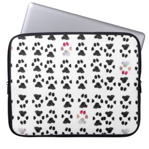 Funda Para Portátil Patrón de impresión de pata mínima rosa y negra