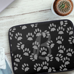 Funda Para Portátil Patrón de impresión de traza de gato Monogramado N