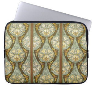 Funda Para Portátil Patrón de Insecto de Lirio Art Nouveau Verde Salvi