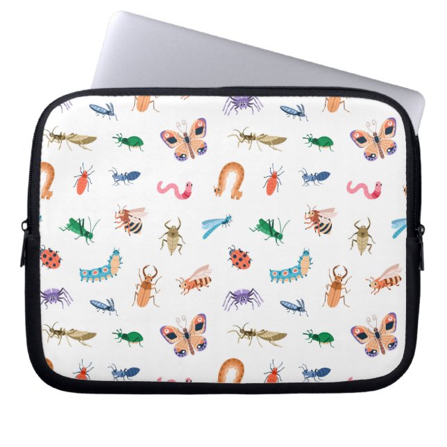 Funda Para Portátil Patrón de insectos colorido (Frente)