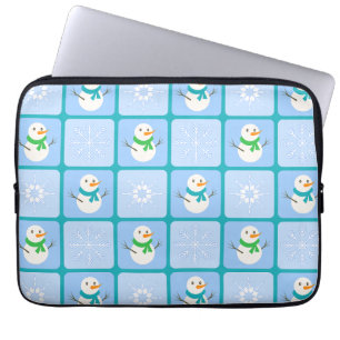 Funda Para Portátil Patrón de invierno de snowman y copos de nieve