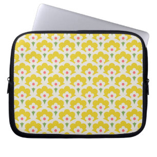 Funda Para Portátil Patrón de jardín de flores amarillo retro