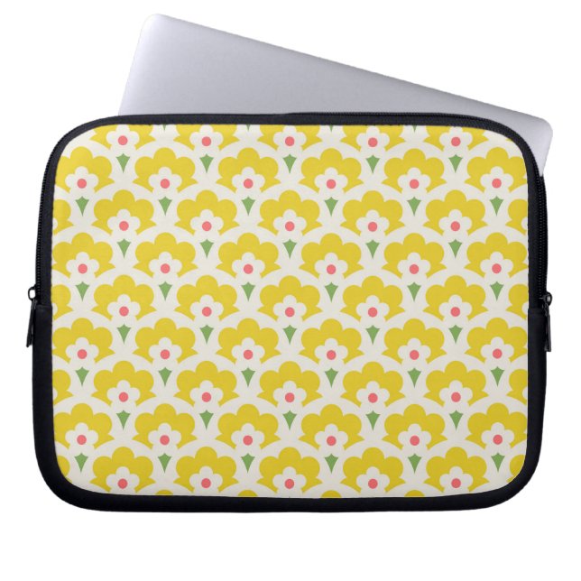 Funda Para Portátil Patrón de jardín de flores amarillo retro (Frente)