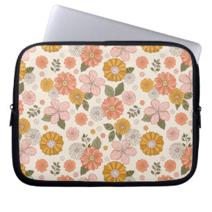 Funda Para Portátil Patrón de jardín de flores rosadas y Naranjas