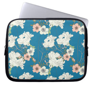 Funda Para Portátil Patrón de jardín floral blanco