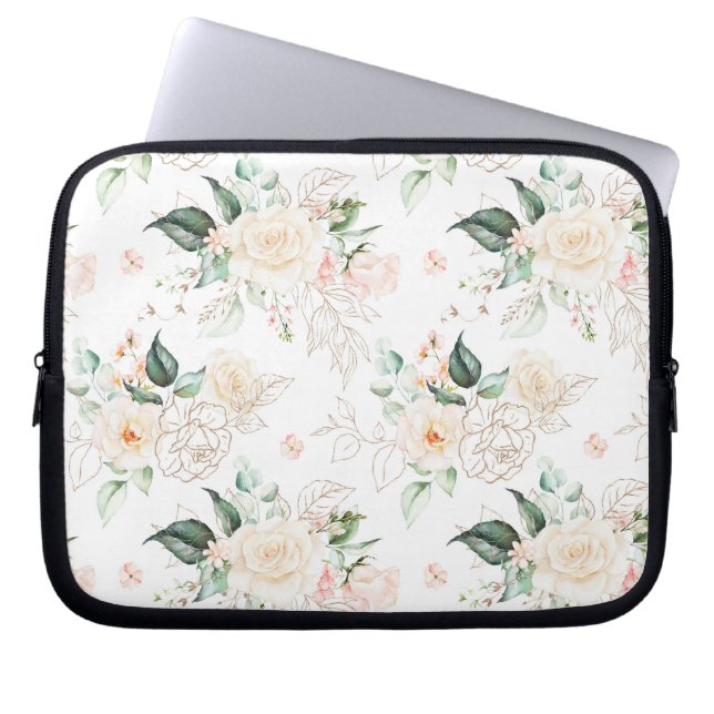 Funda Para Portátil Patrón de jardín floral Rosa (Frente)