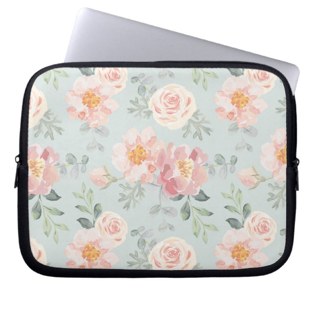 Funda Para Portátil Patrón de jardín rosa rosa pastel (Frente)