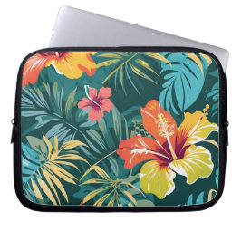 Funda Para Portátil Patrón de jungla de hibisco hawaiano