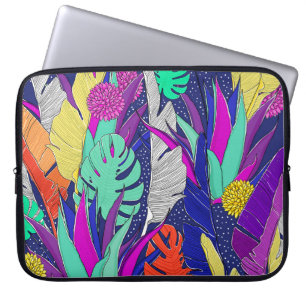 Funda Para Portátil Patrón de jungla de verano con colores brillantes.