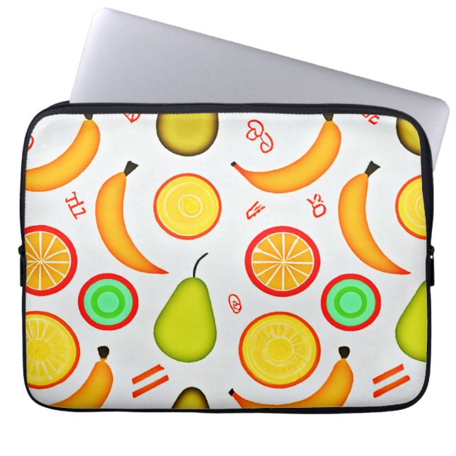 Funda Para Portátil Patrón de Kaleidoscopio de Fruto Vibrante (Frente)