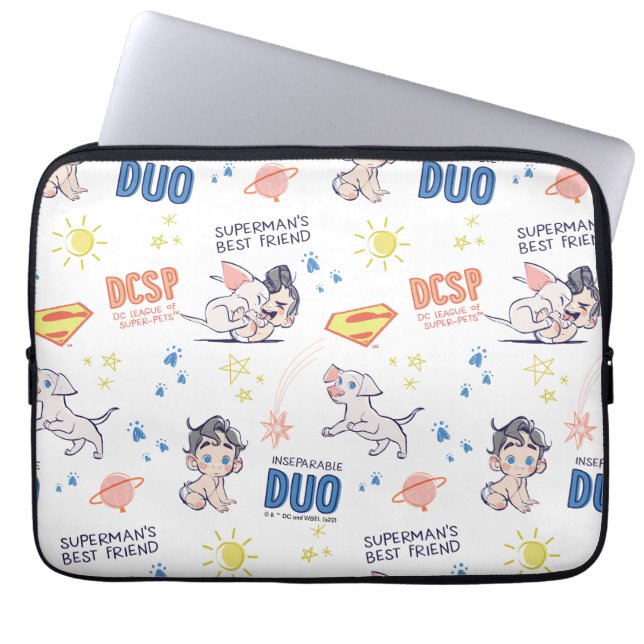 Funda Para Portátil Patrón de Krypto y Superman para Bebés (Frente)