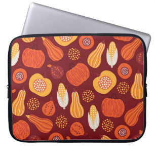 Funda Para Portátil Patrón de la Calabaza Marrón de Acción de Gracias.
