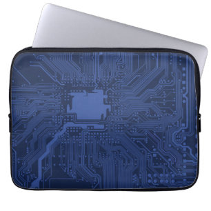 Funda Para Portátil Patrón de la tarjeta madre azul geek