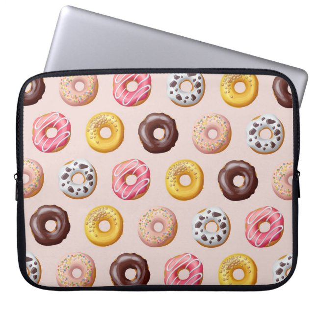 Funda Para Portátil Patrón de la tienda de panaderías de Donut (Frente)