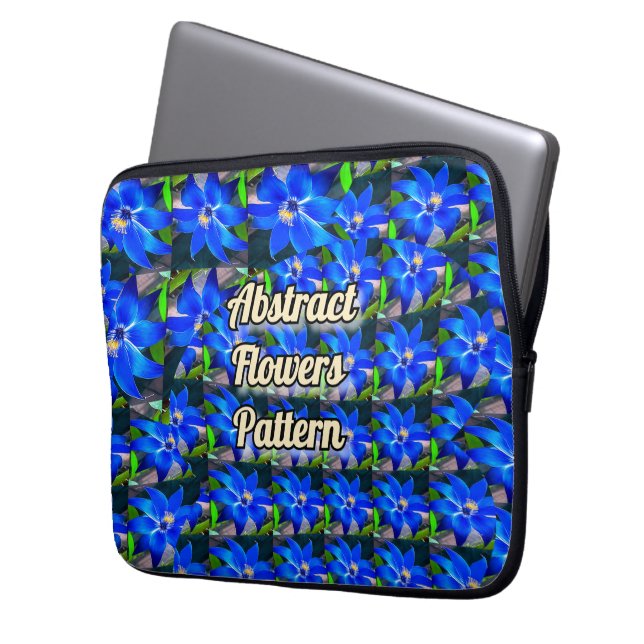 Funda Para Portátil Patrón de las flores azules profundas (Anverso izquierdo)