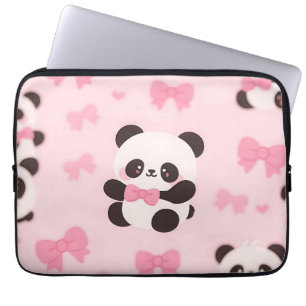 Funda Para Portátil Patrón de lazo rosa de Panda Kawaii
