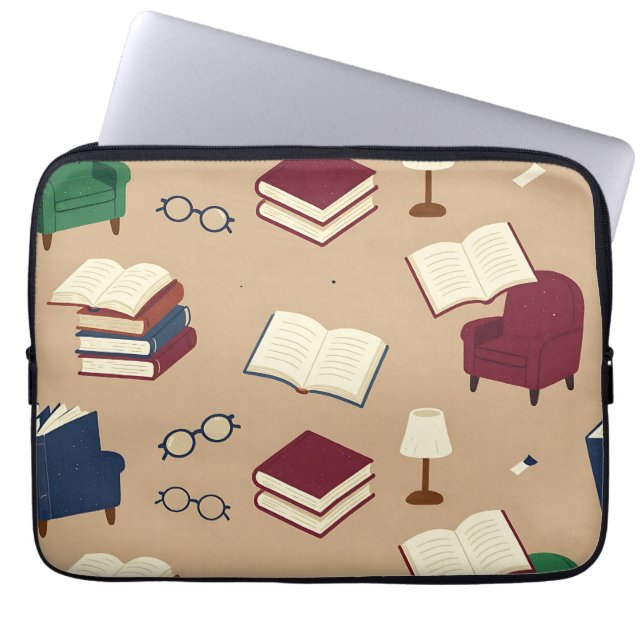 Funda Para Portátil Patrón de libros de rincón de lectura acogedor (Frente)