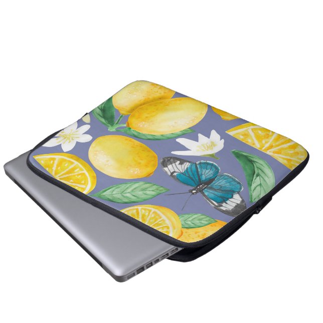 Funda Para Portátil patrón de limón acuarela (Inferior anverso)