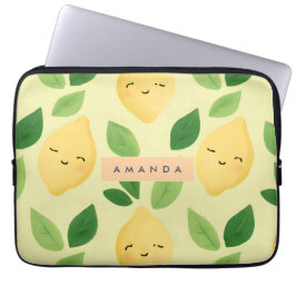 Funda Para Portátil Patrón de limón sonriente Pastel Cute Personalizad