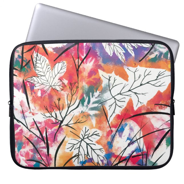 Funda Para Portátil Patrón de limones dibujados a mano y hojas azules. (Frente)