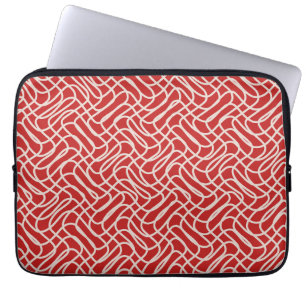 Funda Para Portátil Patrón de líneas abstractas de color rojo y crema
