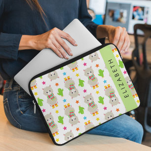 Funda Para Portátil Patrón De Llamas, Alpacas, Cactus, Tu Nombre