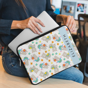 Funda Para Portátil Patrón De Llamas, Alpacas, Flores, Tu Nombre
