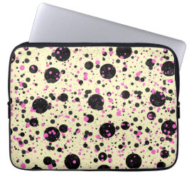 Funda Para Portátil Patrón de lunares glamurosos rosa y negro