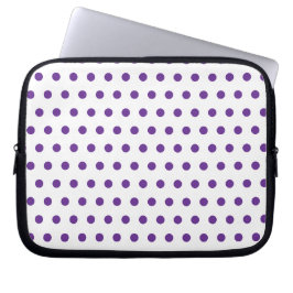 Funda Para Portátil Patrón de lunares púrpura lavanda sobre blanco