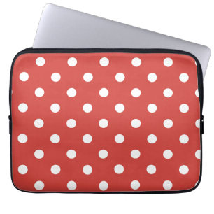 Funda Para Portátil Patrón de lunares rojos y blancos