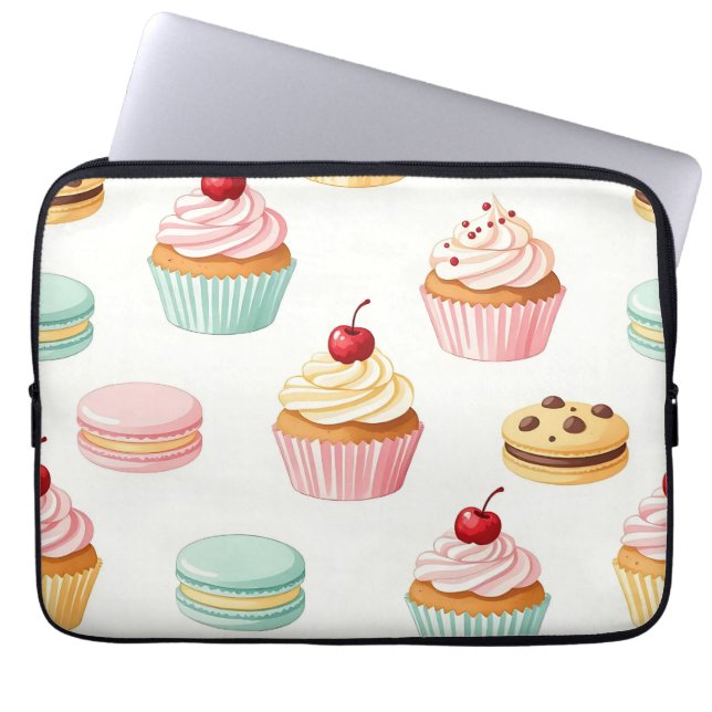 Funda Para Portátil Patrón de macarón de magdalena dulce (Frente)