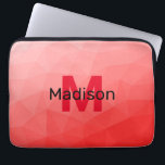 Funda Para Portátil Patrón de malla geométrica de gradiente rojo Monog<br><div class="desc">Monograma Personalice con su personalizado inicial y su nombre. Patrón de malla geométrica de gradiente rojo. Malla geométrica de triángulo con gradiente oscuro rojo claro. patrón,  sombrío,  malla,  triángulos,  geometría,  geométrica,  gradiente,  fresco,  triángulo,  brillante,  rojo</div>