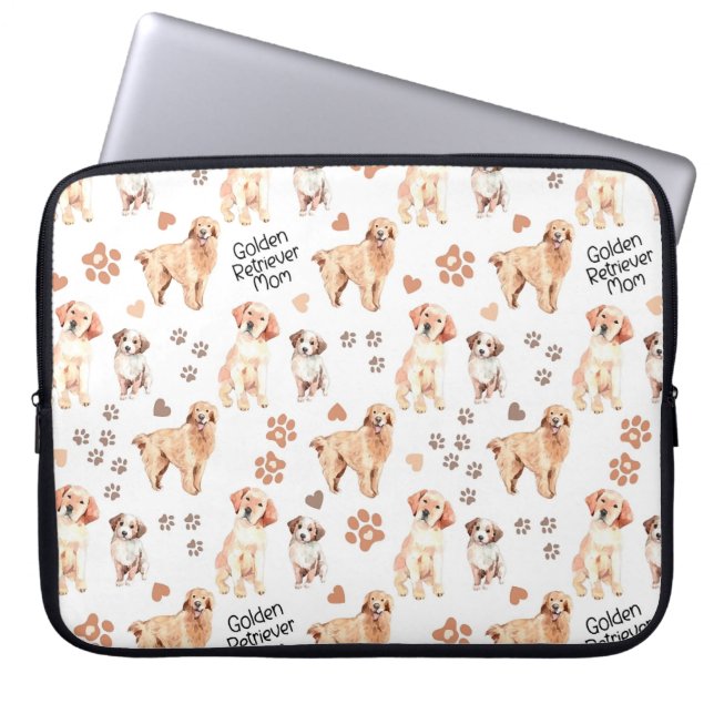 Funda Para Portátil Patrón de mamá de Golden Retriever (Frente)