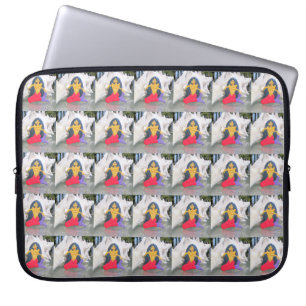 Funda Para Portátil patrón de manga de sirenas de pelo rojo y pelo neg