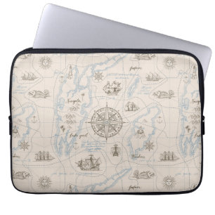 Funda Para Portátil Patrón de mapa del océano vintage