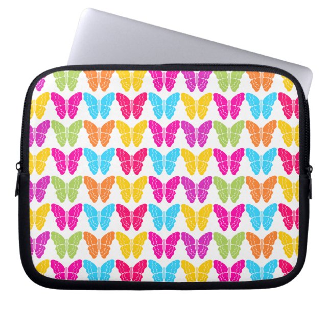 Funda Para Portátil Patrón de mariposa de arco iris brillante (Frente)