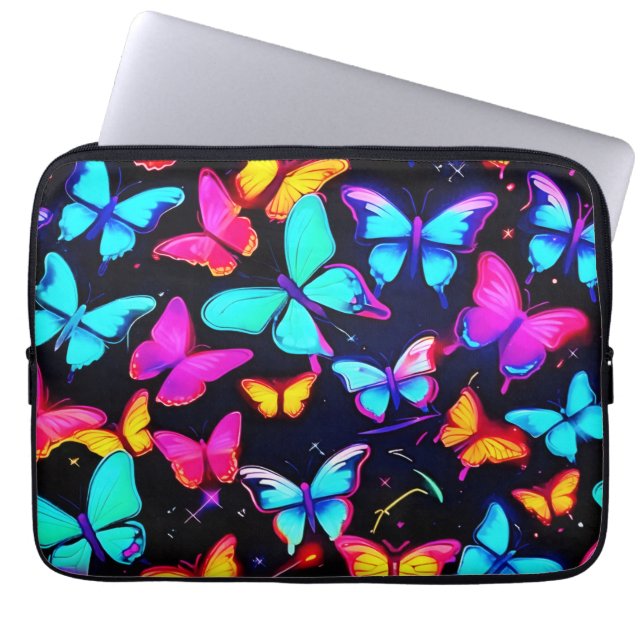 Funda Para Portátil Patrón de mariposa de neón (Frente)
