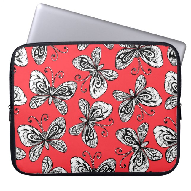 Funda Para Portátil Patrón de mariposas Doodle (Frente)