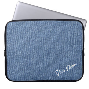 FUNDA PARA PORTÁTIL PATRÓN DE MEZCLILLA AZUL PERSONALIZADO