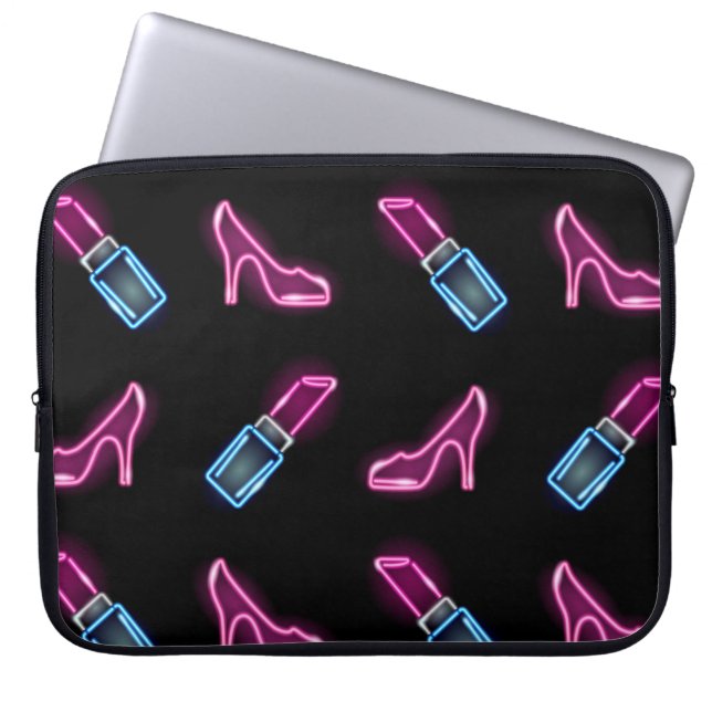 Funda Para Portátil Patrón de moda con iconos de neón. (Frente)