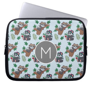 Funda Para Portátil Patrón de Monograma de Pandas Chinos Lindos