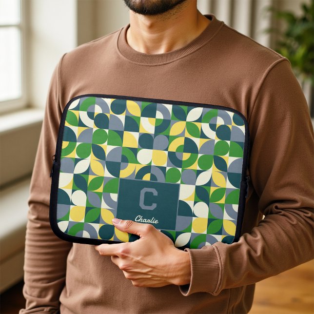 Funda Para Portátil Patrón de monograma geométrico abstracto Bauhaus m (Subido por el creador)