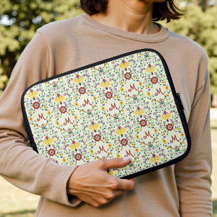 Funda Para Portátil Patrón de monograma Rosemaling escandinavo nórdico