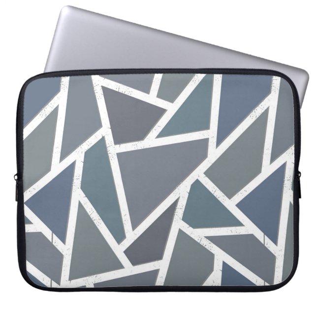 Funda Para Portátil Patrón de mosaico azul-gris (Frente)